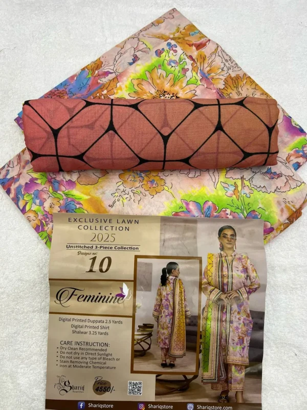Feminine Lawn 3-Piece Unstitched Suit