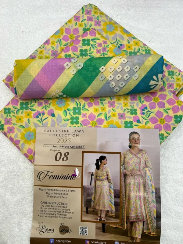 Feminine Lawn 3-Piece Unstitched Suit