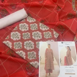 Motifz Printed Lawn 3 Piece Unstitched Suit