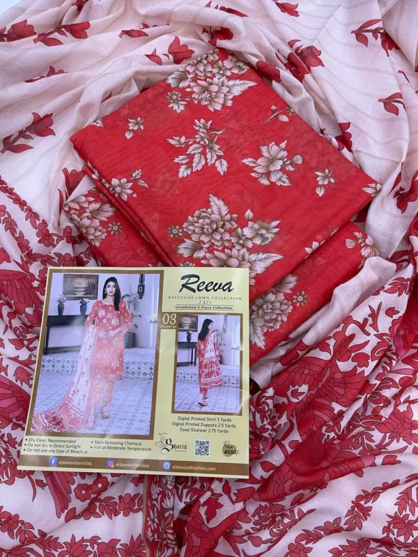 Reeva Printed Lawn 3 Piece Unstitched Suit