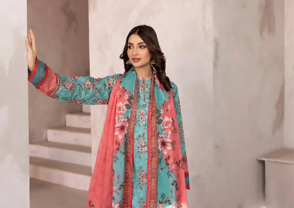 Digital Jacquard 3 Piece Unstitched Suit