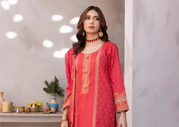 Digital Jacquard 3 Piece Unstitched Suit