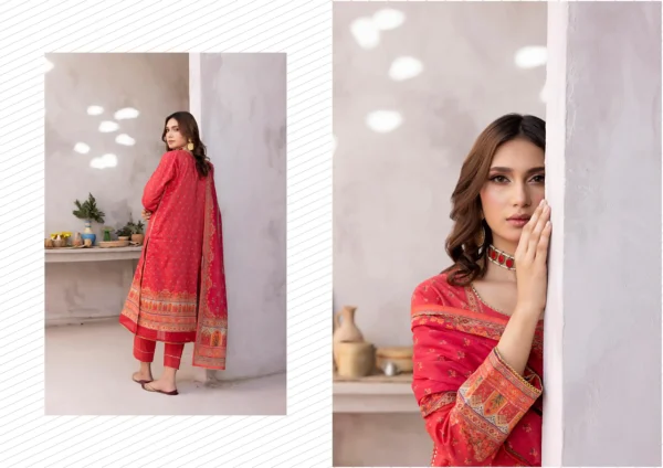 Digital Jacquard 3 Piece Unstitched Suit - Image 2