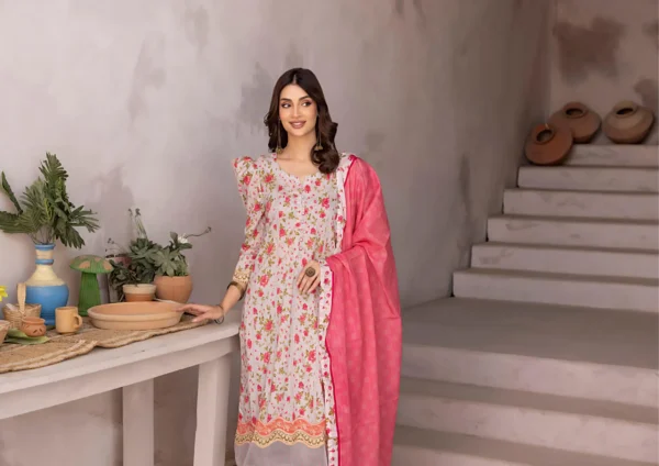 Digital Jacquard 3 Piece Unstitched Suit