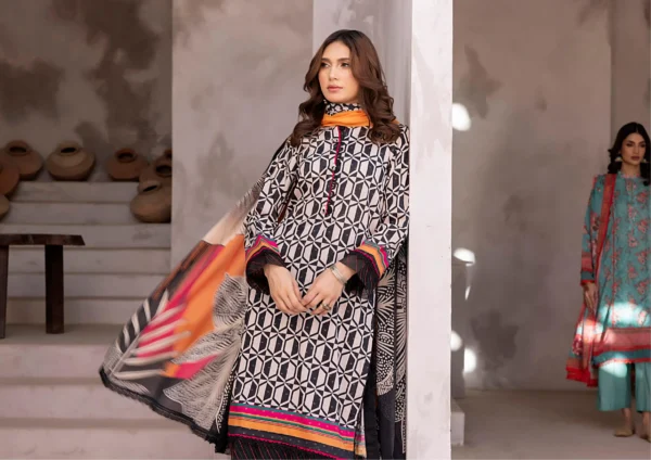 Digital Jacquard 3 Piece Unstitched Suit